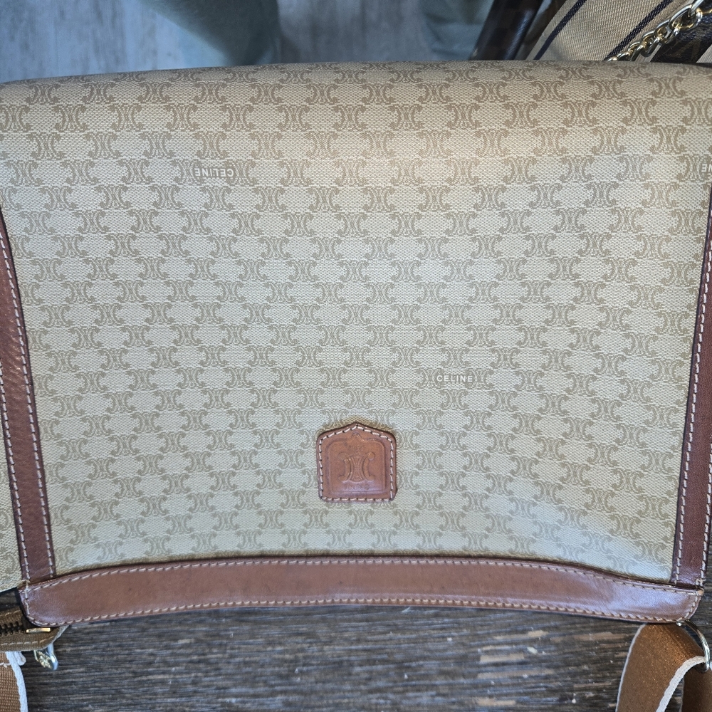 Celine Tan and Brown Crossbody Bag with Signature Style - Picture 12 of 13